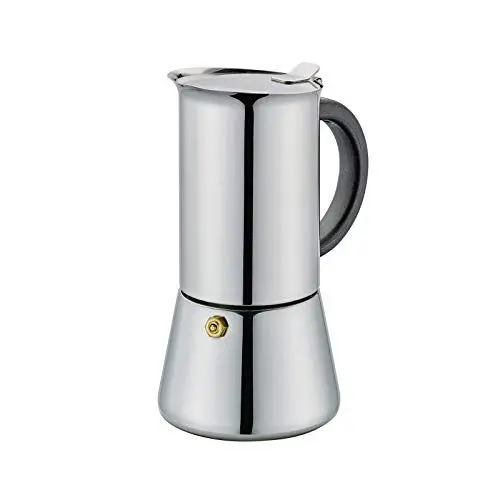 Produktbild: Cilio Espressokocher RIGOLETTO mit Planboden , Edelstahl , Für alle Herdarten geeignet , Ø 9 cm, Höhe 17,5 cm , Spülmaschinengeeignet , Espressokocher 4 Tassen , Camping Kaffeekocher