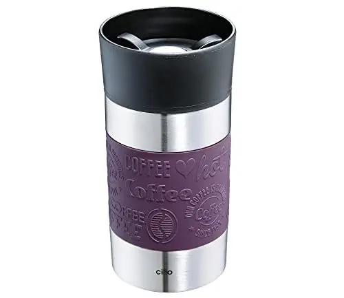 Produktbild: cilio VIAGGIO Thermobecher, 300ml, lila, Becher To Go mit 360° Quick-Press-Verschluss, Doppelwandsystem, auslaufsicher, ideal für alle gängigen Kaffeevollautomaten/Pad-Maschinen