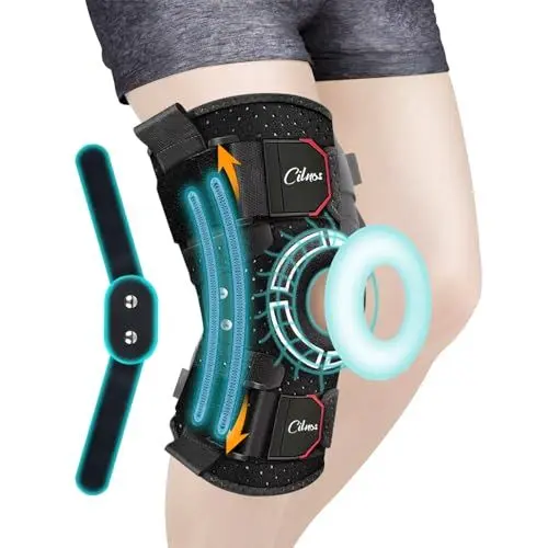 Produktbild: Cilnos Kniebandage für Männer und Frauen, Verstellbare Kniestütze mit Abnehmbaren Seitenstabilisatoren, Bandage Knie für Meniskus, Schmerzlinderung, Arthritis oder Chirurgie Erholung