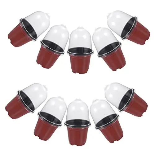 Produktbild: CIMAXIC 10 Sätze Pflanztopf mit Deckel Gartentopf aus Setzling Pflanzer Pflanztöpfe Sämlingstöpfe Blumentopf Aussaattopf drinnen Kleiner Behälter Torf Kindergarten