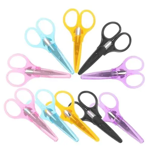 Produktbild: Sichere Runde Schere 10 Stück Tragbare Papierscheren Für Haarschnitt Und Scrapbooking Multifunktion
