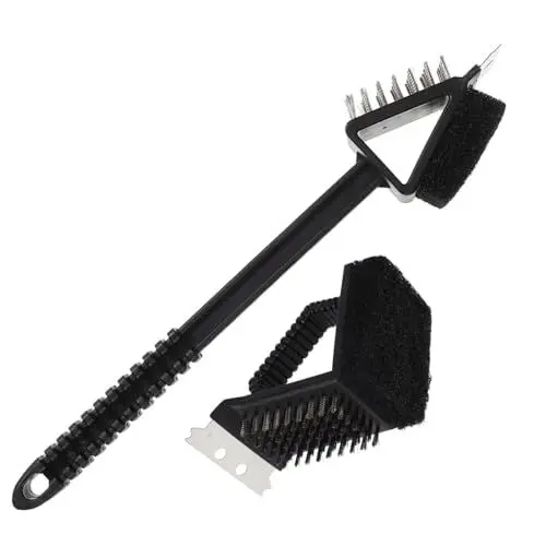 Produktbild: CIMAXIC 2st Grill-reinigungsbürste Grillreiniger Griff Grillzubehör Für Den Außengrill Grillrostreiniger BBQ-grillschaufel BBQ Kratzbürste Grillrost Reiniger Schaber Schmerz Zu Tode Black