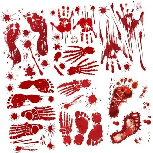 Produktbild: Gruselige Hand Fußabdruck Wandaufkleber Halloween-party Requisiten 6 Stück Tropfende Wandtattoos