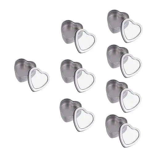 Produktbild: CIMAXIC 8Er-Box Blechdose aus Metall in Herzform Weißblech kartonage schokolade schachtel Geschenkverpackungsdosen Geschenkverpackungsbehälter Blechbüchse Metalldose Kerze