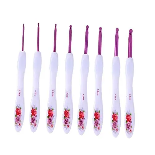 Produktbild: 8-teiliges Häkelnadel-set Mit Stabiler Ergonomischer Griff 2.5mm-6.0mm Nadelgrößen Für Stricken Und Häkeln