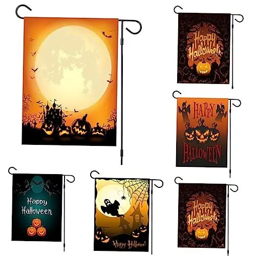 Produktbild: Halloween-gartenflagge Polyester-hausflagge Kürbis-design Kreativer Druck Wetterfest Für Vorgarten Und Gartendekoration