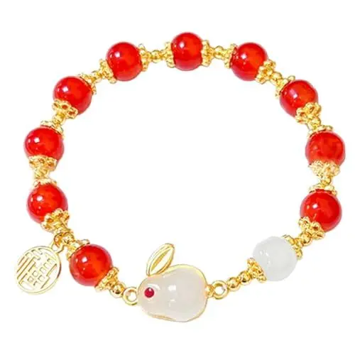Produktbild: CIMAXIC Hasen-armband Mit Sternzeichen Rotes Perlenarmband Damenarmband Als Neujahrs Für Frauen