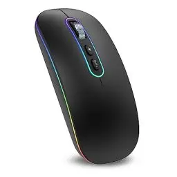 Produktbild: cimetech Bluetooth Maus kabellos (Bluetooth 5.1 + USB 2,4 GHz) LED Dual Mode- Wiederaufladbare Optische Office Funkmaus für Laptop MacBook Air Pro,iPad,Computer,Desktop, Mouse mit USB C Adapter