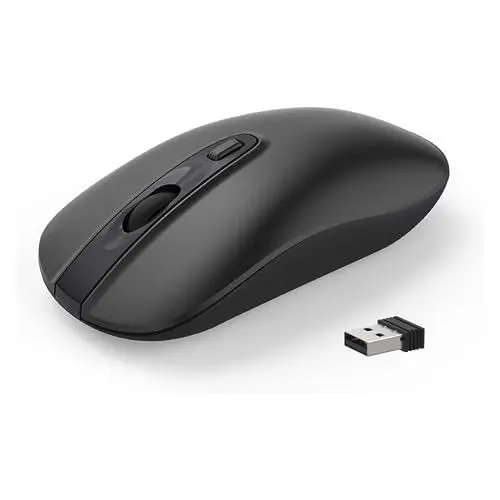 Produktbild: cimetech Kabellose Maus Kabellos, 2.4GHz Leise Funkmaus Ergonomisch mit USB Nano Empfänger, 800/1200/1600 DPI, Optische Funkmaus für Windows/Mabook/Linux (Slim-2.4G)