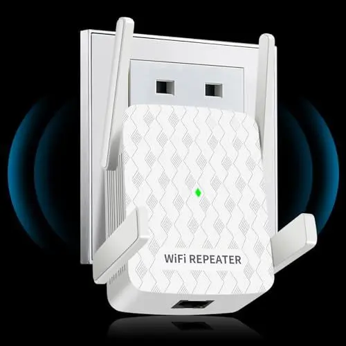 Produktbild: CINAMON WLAN Verstärker, WLAN Repeater 300 Mbit/s 2.4 GHz,WiFi Verstärker mit Ethernet-Anschluss, Abdeckung bis zu 200 m², Unterstützung WPS,1-Tap-Einrichtung, funktioniert mit Allen WLAN-Routern