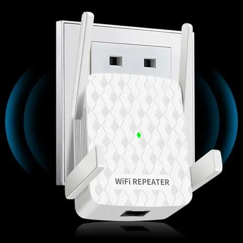 Produktbild: CINAMON WLAN Verstärker, WiFi Repeater 300 Mbit/s 2.4 GHz,WiFi Verstärker mit Ethernet-Anschluss, Abdeckung bis zu 200 m², Unterstützung WPS,1-Tap-Einrichtung, funktioniert mit Allen WLAN-Routern