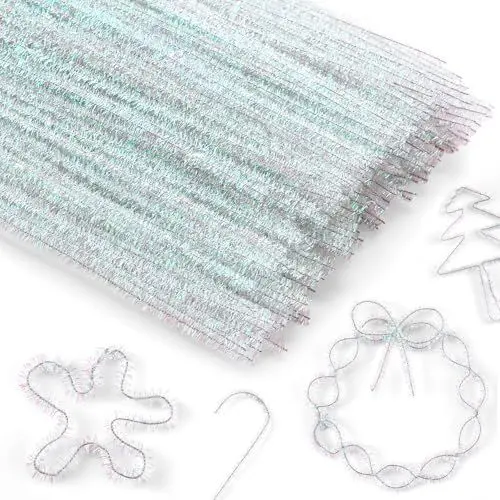 Produktbild: Cindeer 600 Stück Pfeifenreiniger Chenille Stiele 6 mm X 11,8 Zoll Glitzernde Weiße Pfeifenputzer Chenilledraht Biegeplüsch zum Basteln Drehbares Wiederverwendbares Pipe Cleaner Set für Kinder DIY