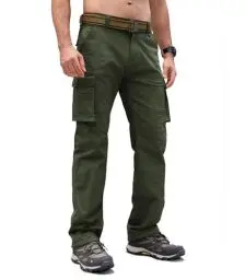 Produktbild: Cindeyar Cargohose Herren Relaxed Fit Baumwolle Wanderhose Herren Casual Arbeitshosen Männer Outdoor Militär Taktische Hosen mit Multi Taschen(Armeegrün,M)