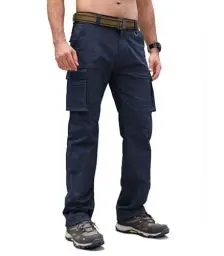 Produktbild: Cindeyar Cargohose Herren Relaxed Fit Baumwolle Wanderhose Herren Casual Arbeitshosen Männer Outdoor Militär Taktische Hosen mit Multi Taschen(Dunkelblau,L)