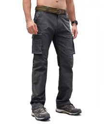 Produktbild: Cindeyar Cargohose Herren Relaxed Fit Baumwolle Wanderhose Herren Casual Arbeitshosen Männer Outdoor Militär Taktische Hosen mit Multi Taschen(Dunkelgrau,XL)