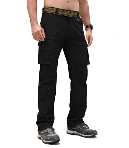 Produktbild: Cindeyar Cargohose Herren Relaxed Fit Baumwolle Wanderhose Herren Casual Arbeitshosen Männer Outdoor Militär Taktische Hosen mit Multi Taschen(Schwarz,XXL)