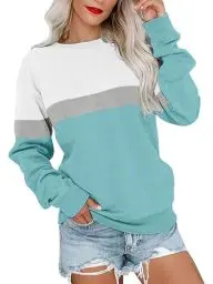 Produktbild: Cindeyar Sweatshirt Damen Pullover Elegant Langarmshirt Rundhals Farbblock Pulli Longsleeve Oberteile Winter Shirt Langarm Tops Sweatshirts Ohne Kapuze