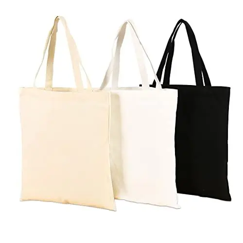 Produktbild: CINGHIA Baumwolltasche,Jutebeutel Unbedruckt,3 Stück Leinenbeutel Unbedruckt 34x40cm Stoffbeutel Langer Henkel,Wiederverwendbare Stofftaschen Mit Griff, Stofftaschen Zum Bemalen en Zum Bemalen
