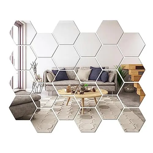 Produktbild: CINGHIA Spiegelfliesen Selbstklebend,Klebespiegel für Die Wand,24 Stück Spiegel Kleben,Selbstklebende Spiegel,Spiegel zum Kleben,Selbstklebender Spiegel für DIY Wohnzimmer Schranktür