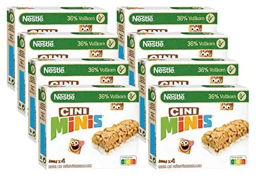 Produktbild: NESTLÉ CINI MINIS Riegel mit Zimt-Geschmack, knuspriger Snack mit Vollkornweizen & Calcium, 8er Pack (à 4 x 25g)