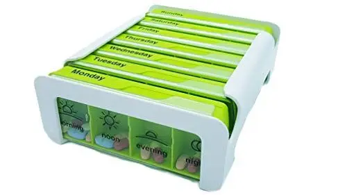 Produktbild: Anabox 7-Tage COMPACT, Gelbgrün - Pillendispenser mit 28 Abteilen