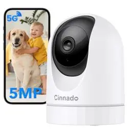 Produktbild: Cinnado 5MP Babyphone mit Kamera - 5G/2,4GHz Überwachungskameras Innen, WLAN Kamera Indoor, 360 Grad Hundekamera mit Bewegungsverfolgung, kompatibel mit Alexa