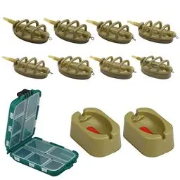 Produktbild: CINVEED 11 Stücke Method Feeder Set Angeln Inline Feederkörbe Karpfenangeln Feeder Zubehör mit Köderbox Köderform Köderfutterern 15/20/25/30/35/40/50/60g