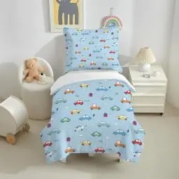 Produktbild: CINYE Cars Bettwäsche 135x200 cm FüR Kinder Jungen Mädchen Mit 80×80 cm Kissenbezug 3D Gedruckt Muster Blau Bettbezug Microfaser