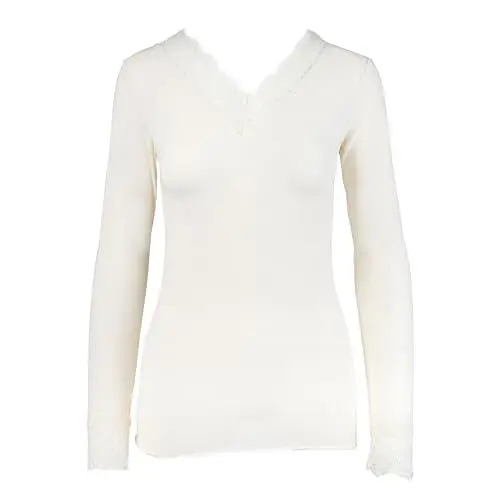 Produktbild: Ciocca Pura Knit Damen Kaschmir langärmelige Spitze Unterwäsche elegant warm (P0716C_NAU_M_1)