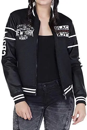 Produktbild: Cipo & Baxx Damen Freizeitjacke Bomberjacke Übergangs College Outdoor Jacke Stehkragen Schwarz S