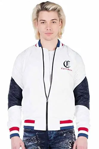 Produktbild: Cipo & Baxx Herren Collegejacke Stepp Freizeit Übergangsjacke Jacke Print CJ164 Weiß M