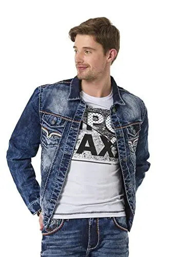 Produktbild: Cipo & Baxx Herren Jeans Jacke Denim Freizeitjacke Kontrastnähte CJ279 Blau S