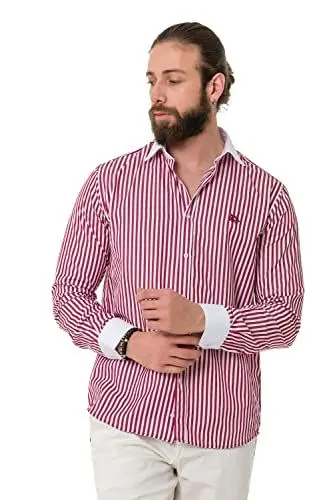 Produktbild: Cipo & Baxx Herren Leinen Hemd Langarm Freizeithemd Standardkragen CH192 Rot XL