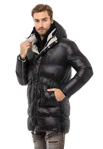 Produktbild: Cipo & Baxx Herren Steppjacke Outdoor Kapuze Mantel Parke Jacke Wintejacke CM219 Schwarz XXL