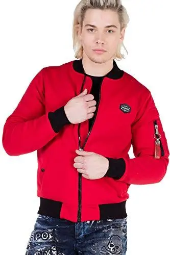 Produktbild: Cipo & Baxx Herren Sweatjacke Jacke Freizeit-Übergangsjacke Sweater Casual Reißverschluss Rot XL