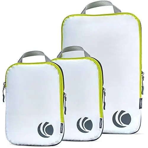Produktbild: Cipway Kompressions-Packwürfel-Set, ultraleicht, erweiterbar, Reise-Organizer für Handgepäck (weiß, 3 Stück)
