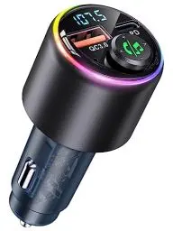 Produktbild: CIRYCASE Bluetooth Adapter Auto, Bluetooth 5.3 FM Transmitter Auto mit Typ C PD 30W & QC3.0 18W USB, Auto Ladegerät Zigarettenanzünder für Musik, 7 Farben LED Lichtdesign, Freisprecheinrichtung