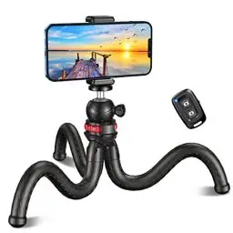 Produktbild: CIRYCASE Stativ für Smartphone, drehbar um 360 Grad, flexibel, Mini-Stativ für Kamera mit Bluetooth-Fernbedienung, Selfie-Stick, Stativ für Handys, Kamera & Gopro, ideal für Videoaufnahmen