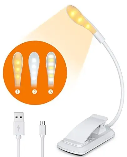 Produktbild: CIRYCASE Leselampe Buch Klemme, 7 LEDs USB Wiederaufladbare Buchlampe, Augenschutz Dimmbare Mini Klemmleuchte, 3 Lichtmodi, Berührungsschalter, 360° Flexibler Schwanenhals für Nachtlesen ins Bett