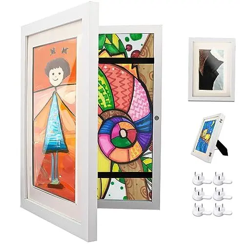 Produktbild: Ciscle Bilderrahmen Kinderzeichnungen, 1 Stück A4 Befüllba Kunstfotorahmen für Kinder, Frontöffnung Bilderrahmen für Kunstwerke, Ideal für Kinderzeichnungen, Kunstprojekte, Schule, Zuhause (Weiß)
