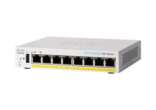 Produktbild: Cisco Business CBS250-8PP-D Smart Switch | 8 GE-Ports | Partial PoE | Desktop | Eingeschränkte Lebenszeitgarantie für Hardware (CBS250-8PP-D-EU)