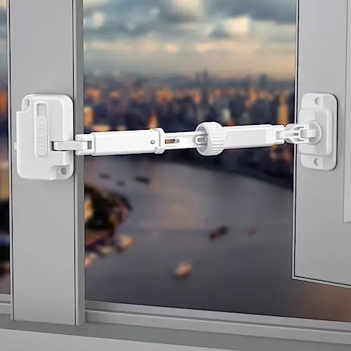 Produktbild: Cispree Fenstersicherung, Kindersicherung, ohne Bohren, Flügelbegrenzer für UPVC-Fenster, Kinder, Haustiere, Katzen, Fenstersicherheitsstopper, Schlösser, Begrenzer