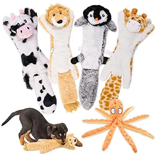Produktbild: CITAMAMA Quietschendes Hundespielzeug, 5 Stück Hundeplüschspielzeug Keine Füllung ​Kauspielzeug für Hunde Zahnreinigung Interaktives Trainingsspielzeug für Kleine Medium Hund