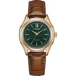 Produktbild: CITIZEN Damen Analog Japanisches Quarzwerk Uhr mit Leder Armband FE2113-16X, Grün