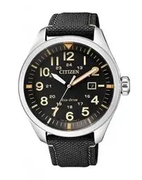 Produktbild: Citizen Herren Analog Quarz Uhr mit Nylon Armband AW5000-24E, Schwarz