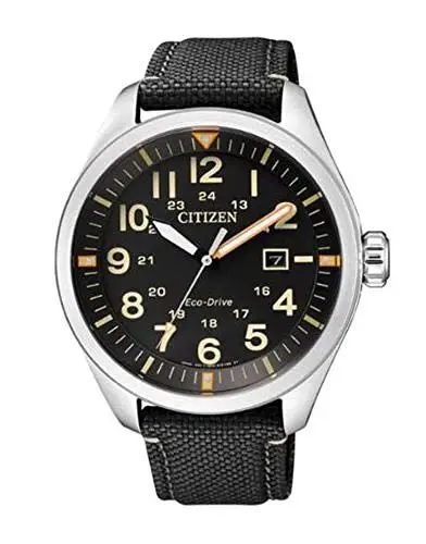 Produktbild: Citizen Herren Analog Quarz Uhr mit Nylon Armband AW5000-24E, Schwarz