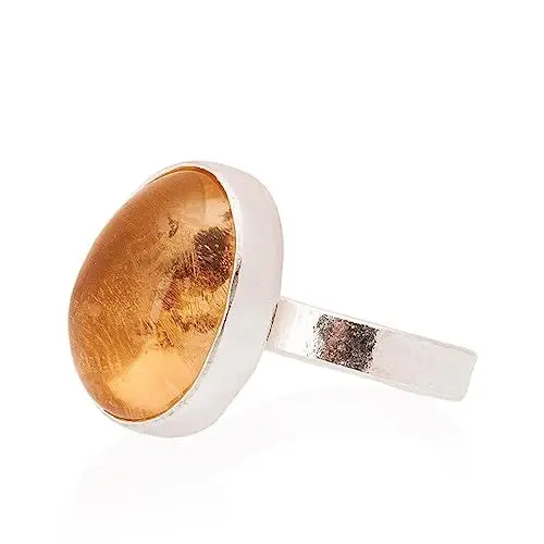 Produktbild: Citrin Ring, Citrin Frau Ring. Oval Citrin Ring. Silber Bernstein Ring. 925 Sterling Silber Bernstein Ring.