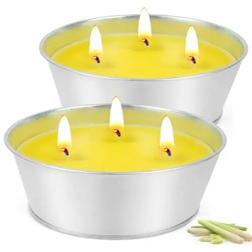 Produktbild: Citronella Kerze Outdoor Groß, 2 x 16oz -120 Std Zitronella Kerzen Draußen,Outdoor Kerze in Terrakotta-Schale - Natürliche Sojawachs Kerzen Set für Balkon,Picknick,Terrasse Tischdeko