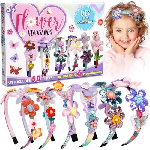 Produktbild: CITSKY Geschenk Mädchen 5 Jahre - Bastelset Mädchen 5-12 Jahre | Mode Mädchen Haar-Accessoires-Making Kit | Damit Mädchen ihre eigenen einzigartigen DIY die Blüten Haaraccessoires herstellen können