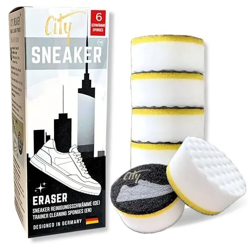 Produktbild: City Sneaker Eraser | Premium Sneaker-Spezifischer Reiniger | 3X höhere Bruchfestigkeit | 3-Schicht-Technologie | Mikroporen für effektive Fleckenentfernung | Für optimale Sneakerpflege | 6er Pack